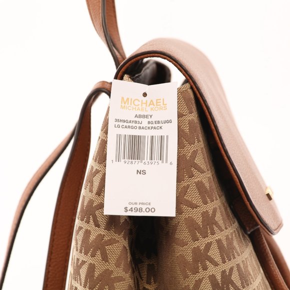 NWT Michael Kors Abby Signature Jacquard Large Cargo Backpack BG/EB/LUGG - Picture 11 of 14